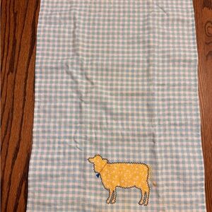 Pair of Pioneer Woman  kitchen towels. Gingham background with sheep and bird